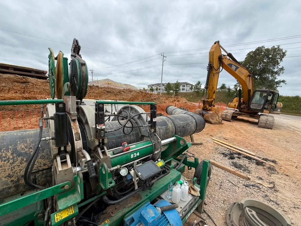 Butt fusion machine on a job site