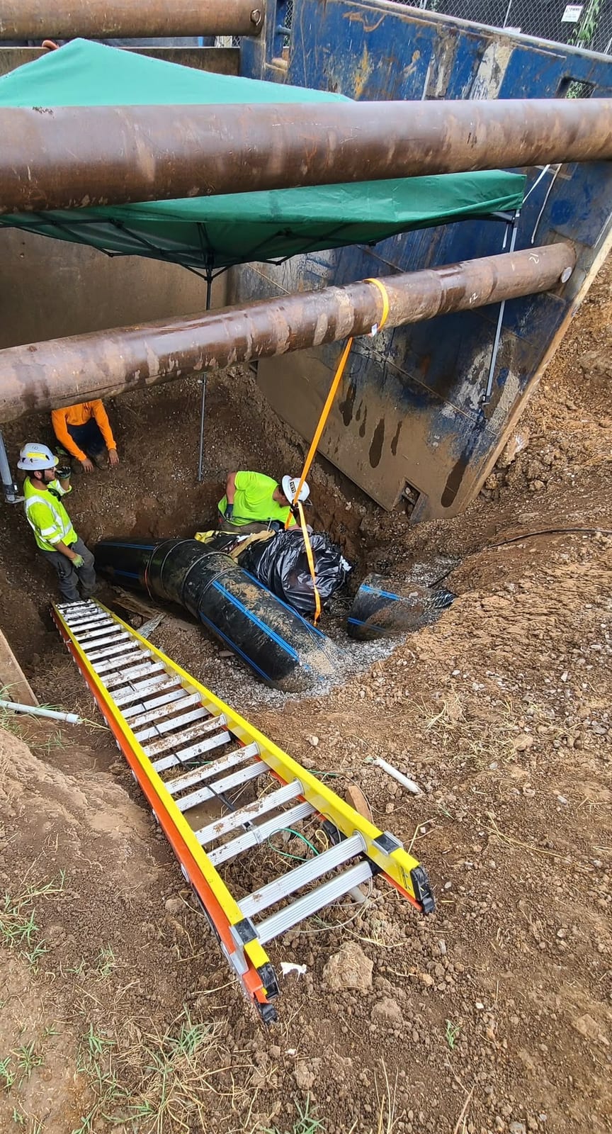 Inspection of an HDPE connection in a trench