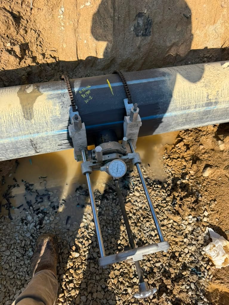 Inspection tooling on an HDPE joint